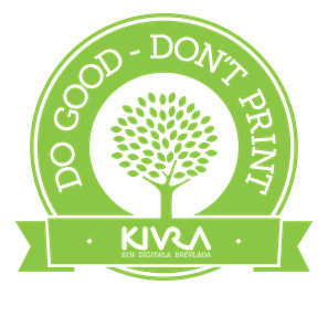 Grönt träd med texten - Dp good, don´t print. /Kivra din digitala brevlåda.
