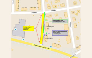 Karta över Lundagårdsgatan och avstängningen.