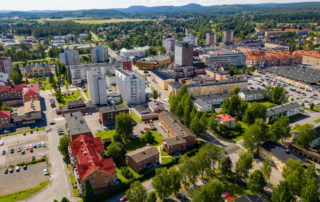 Flygfoto över Boden centrum